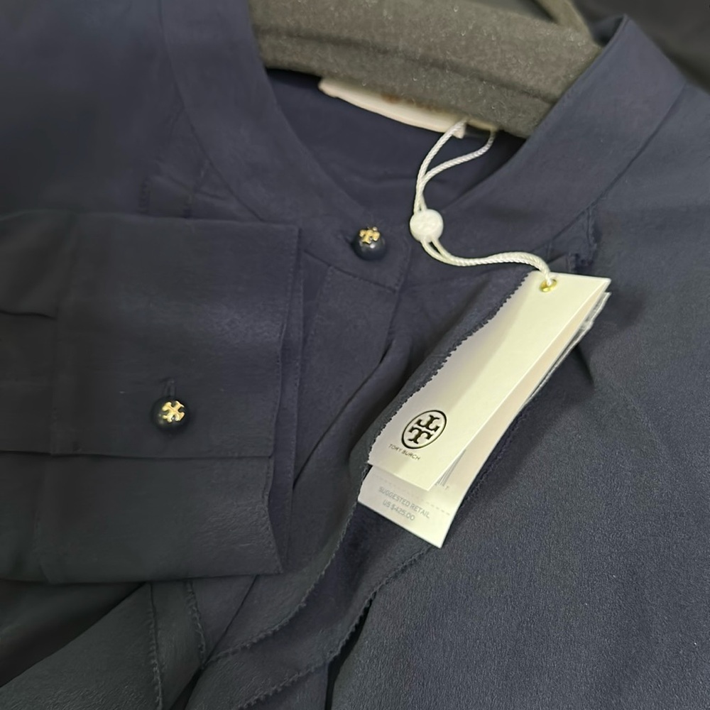 Tory Burch NWT The Jane Dress – Navy Button-Down Silhouette (Knee Length) - Picture 13 of 15